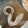 Headband, hair band with pigtail from pearl, hair accessory