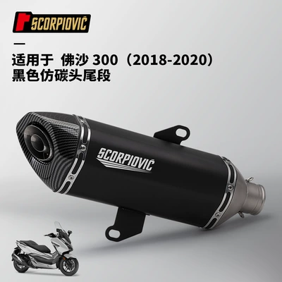 Forza Fosha 300 Stainless Motorcycle exhaust pipe - fosha-300-black-imitation-carbon-head-and-tail-section-18-20-years