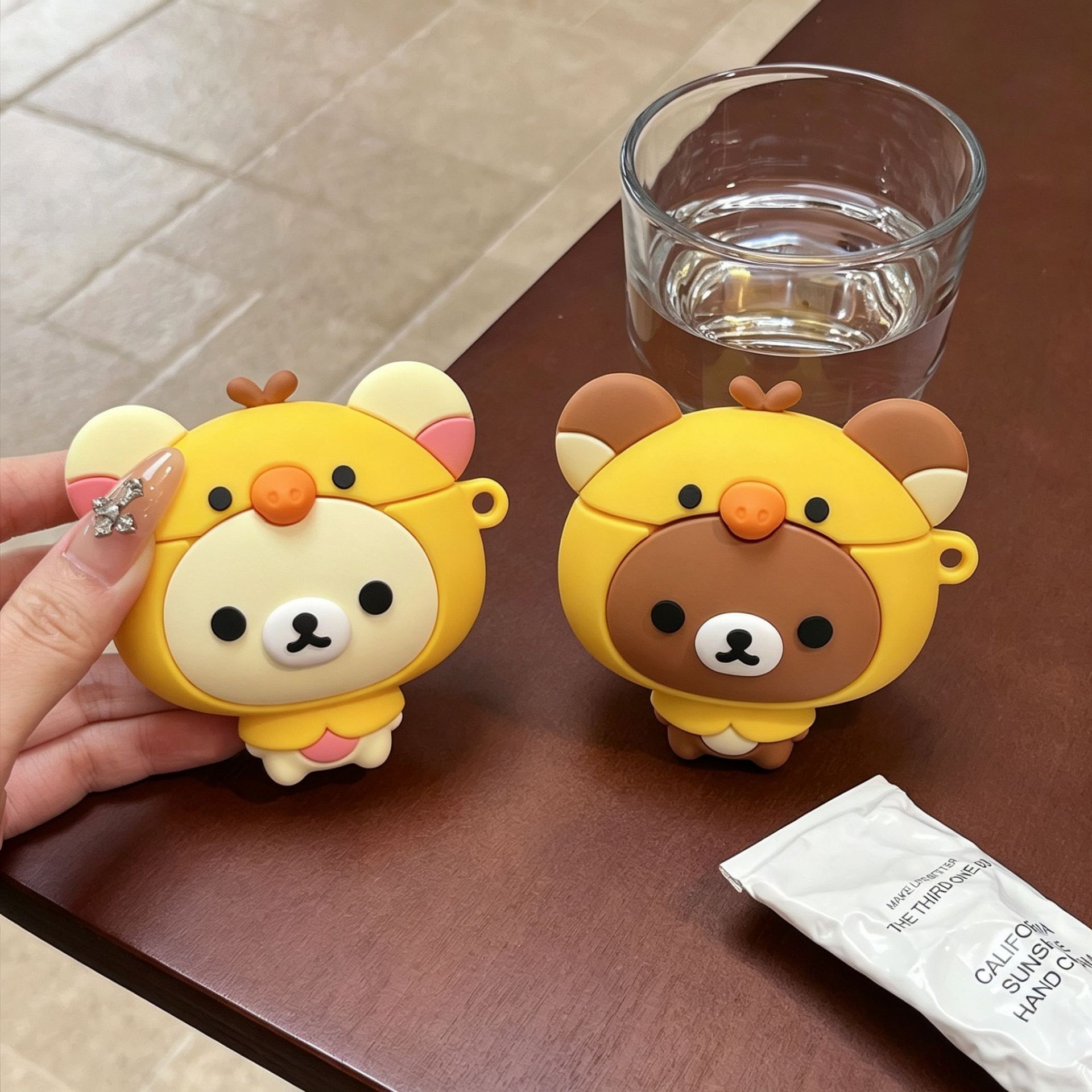 Cute nose-shaped chicken and Rilakkuma AirPods protective case, compatible with AirPods 4, Apple Pro 2/Pro 3 earphone case