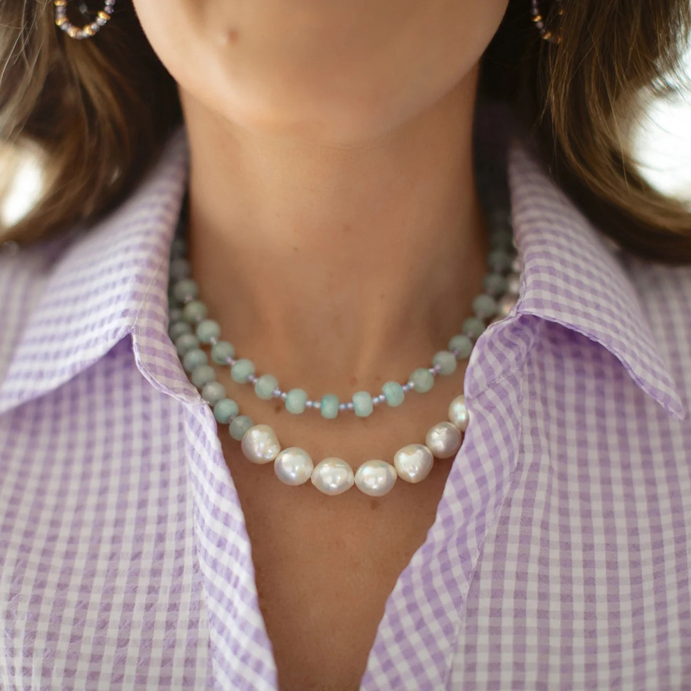 62g Weight Freshwater Pearl Pendant Material Necklace Classification Titanium Steel Chain Material 2 PCS/Package Quantity Beach, Tea Party Occasion Freshwater Pearl, Titanium Steel Material Geometric Pattern Women's Gender Beaded, Plating Design Elegant, Streetwear Style Elegant Streetwear Geometric Freshwater Pearl Titanium Steel Wholesale Necklace 2