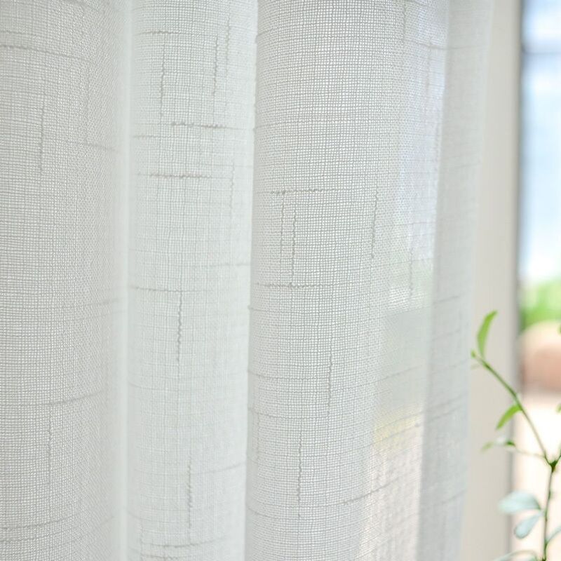 Curtain Sheer White Sheer Window Screen Cross Linen Finished Product Special Clearance White Bay Window Balcony Sheer Thin and See-Through