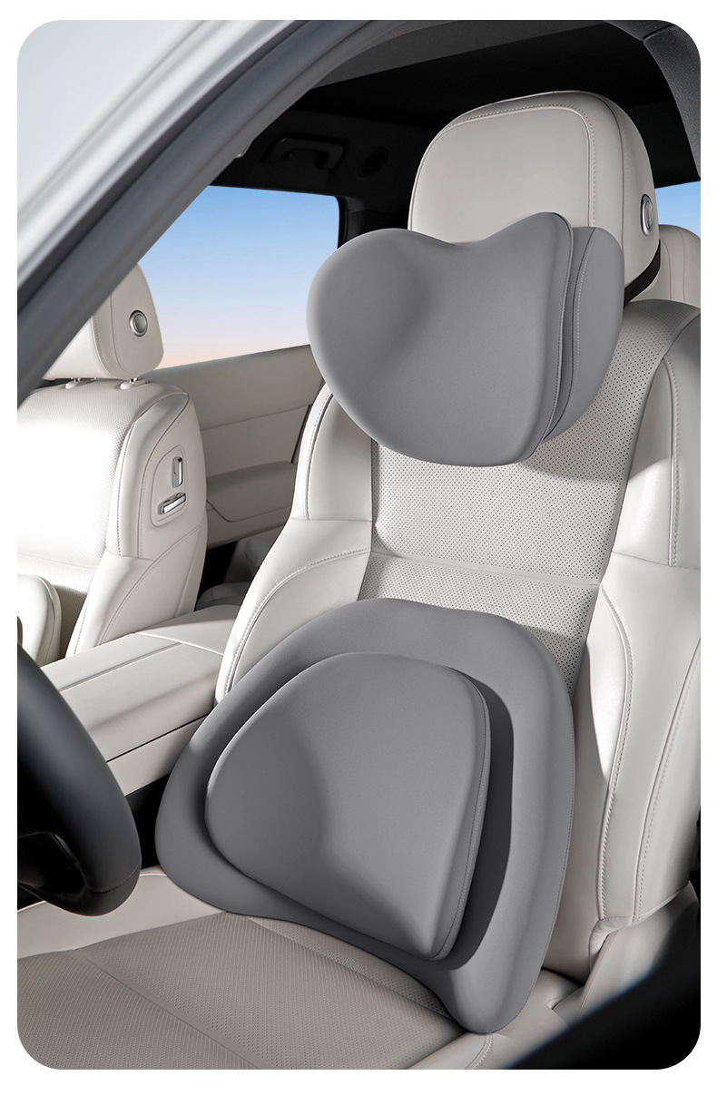 Car Headrest and Lumbar Support Double-Layer High-End Car Pillow Car Cushion Memory Foam Lumbar Support Home Car Supplies