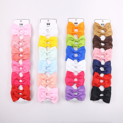 European and American foreign trade cute children's hair accessories ribbed ribbon bow duckbill clip hairpin hairpin set baby headwear