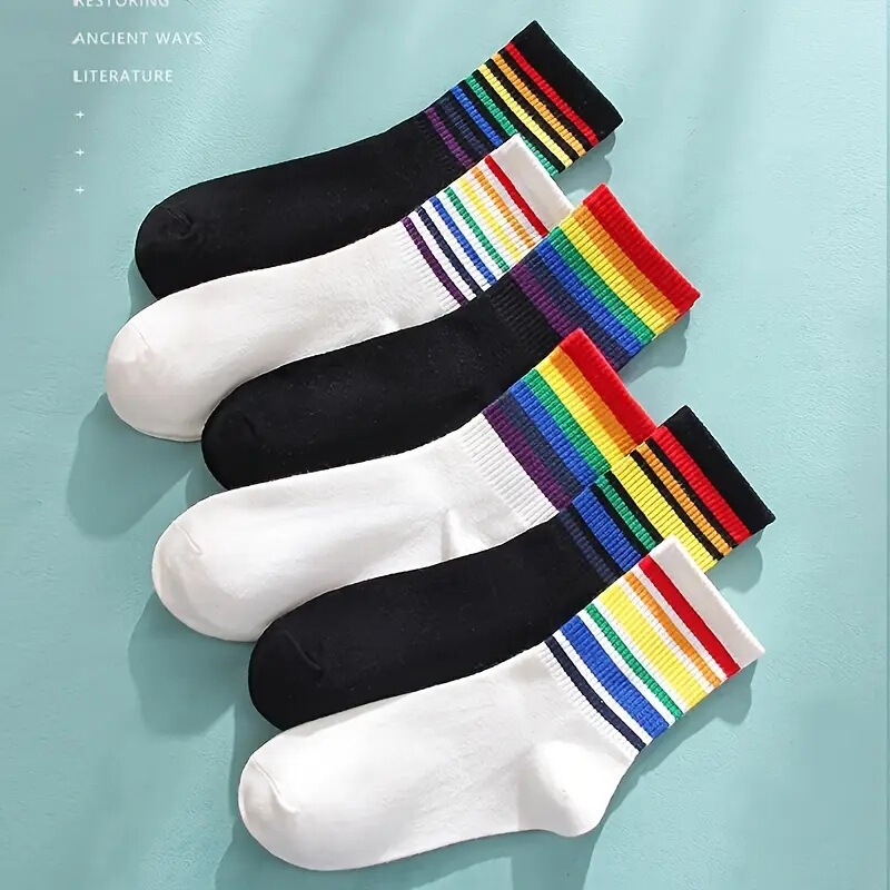 Rainbow Socks Women's Mid-Calf Socks Summer Thin Sports Socks Pile Socks Ins Trendy Cotton Socks Autumn and Winter Wholesale Women Rainbow Socks Women's Mid-Calf Socks Summer Thin Sports Socks Pile Socks Ins Trendy Cotton Socks Autumn and Winter Wholesale Women