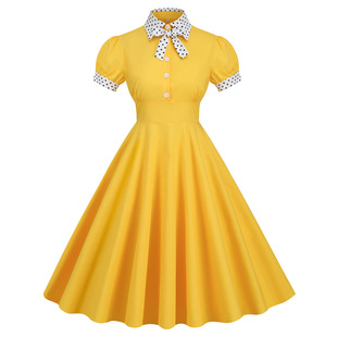 Vintage50s�ձ��Lײɫ�r���I���c�͹Ŵ�[�����@�����հ����B��ȹ