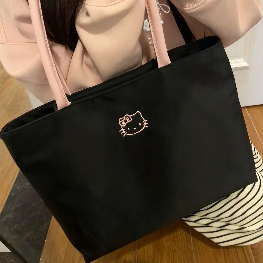 Embroidered New Oversized Hellokitty Shoulder Bag, Versatile and Simple Armpit Shoulder Handbag, Student Computer Bag