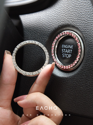 Car one-button start ring with diamond decorative stickers, fashionable and creative interior modified ignition switch diamond decorative ring
