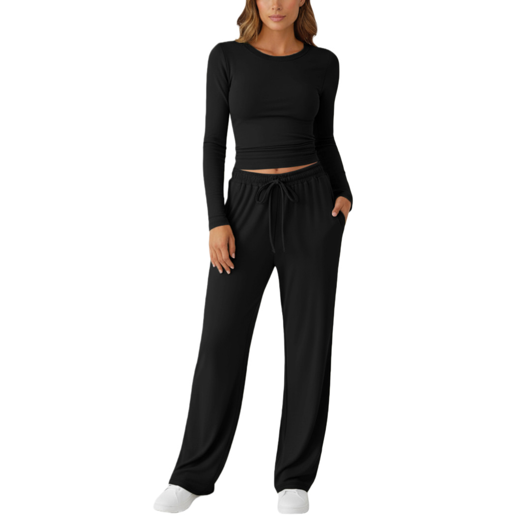 New Fashion Casual Suit Sports Yoga Autumn And Winter Crew Neck Long Sleeve Women_ecoleips.com
