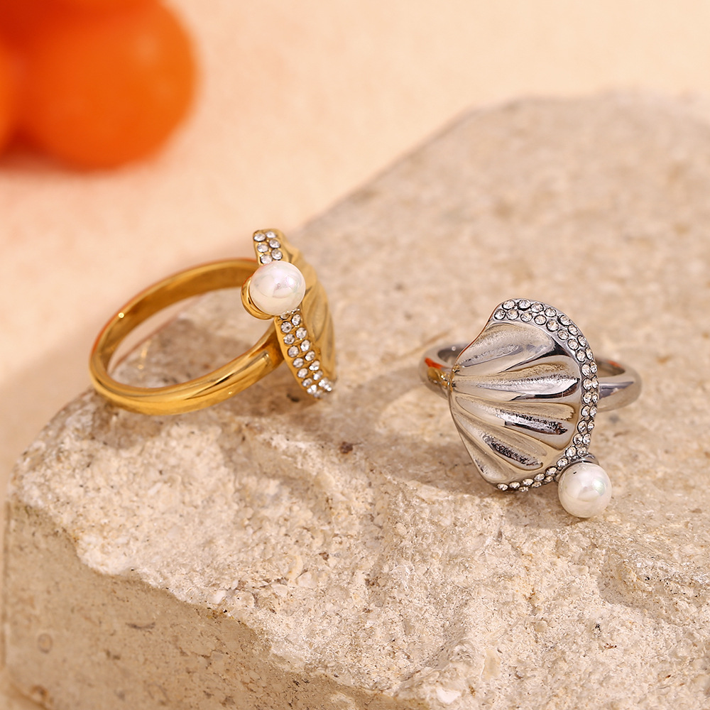 Pearl Scallop Stainless Steel Ring