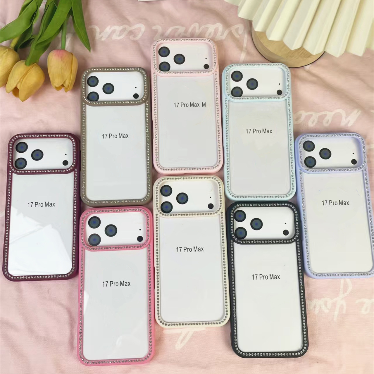 适用苹果17星钻闪钻女凹槽壳苹果16PRO/15/13/12手机壳星钻闪壳子