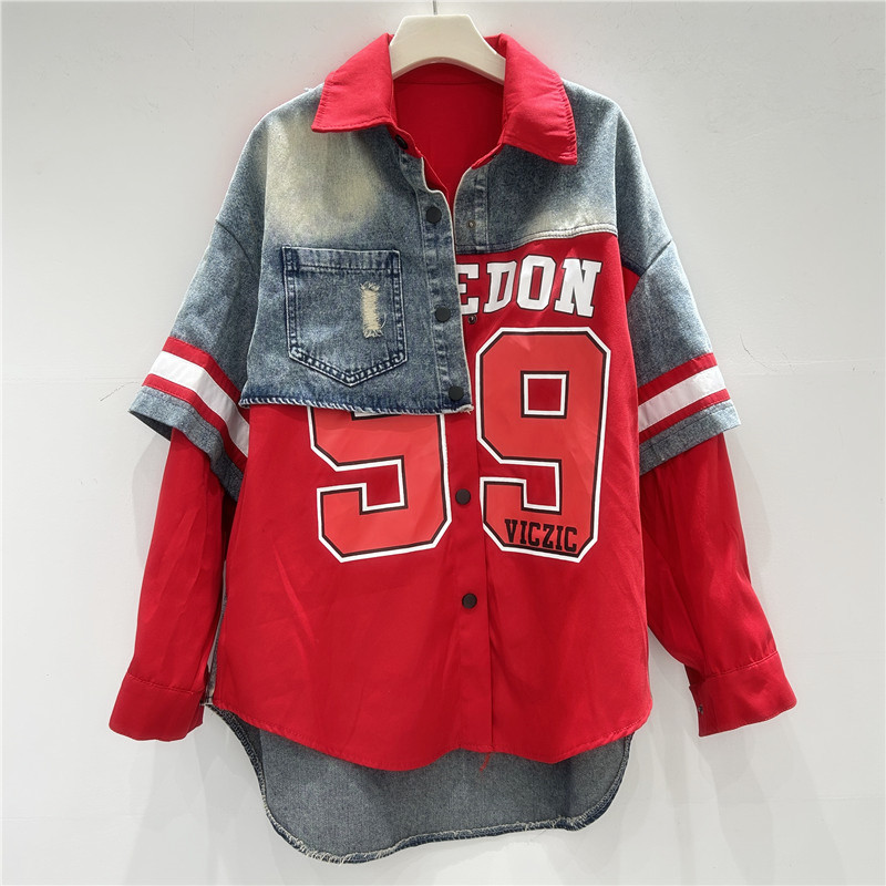 Fashionable trend retro denim shirt