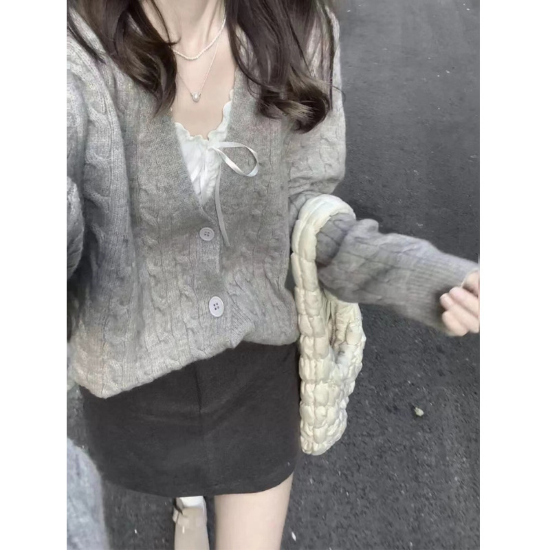 秋装搭配一整套小个子炸街减龄慵懒学院风毛衣外套裙子时尚套装女|undefined
