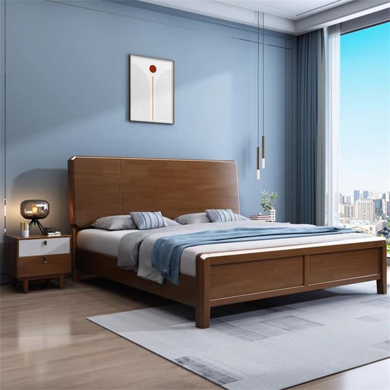 Cama de madera maciza completa moderna minimalista nórdica cama doble 1.5 m1.8 M presión de aire alta caja cama de almacenamiento cama directa de fábrica