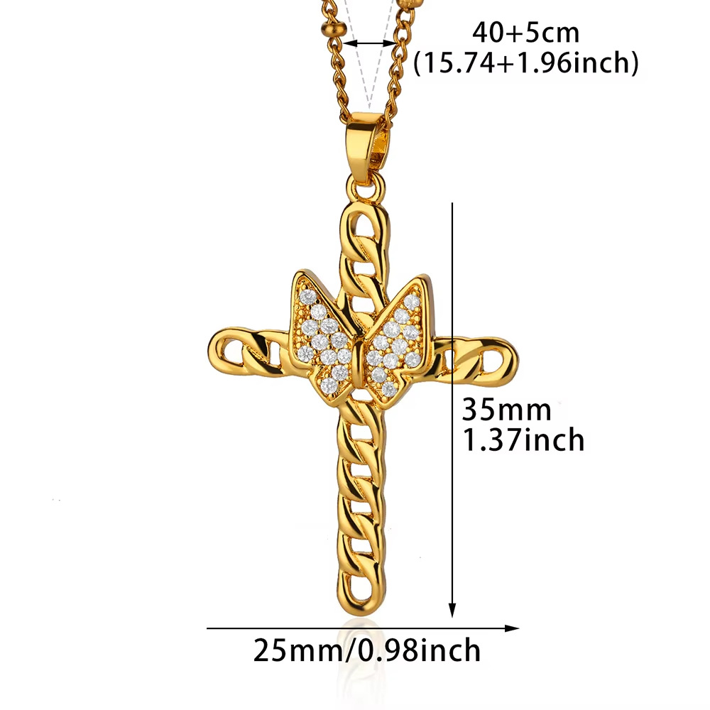 1 Piece Quantity Wholesale Jewelry Retro Classic Style Cross Devil's Eye Snake Copper Plating Cable Chain Pendant Necklace