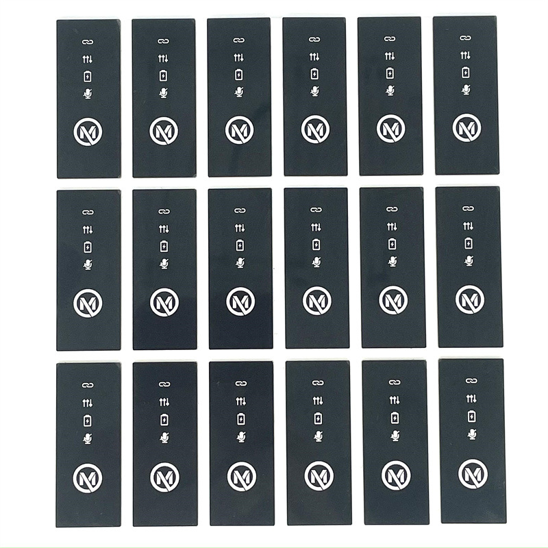 定 制丝印加工无线麦克风图标显示PC面板0.8mm黑底遮光白色透光