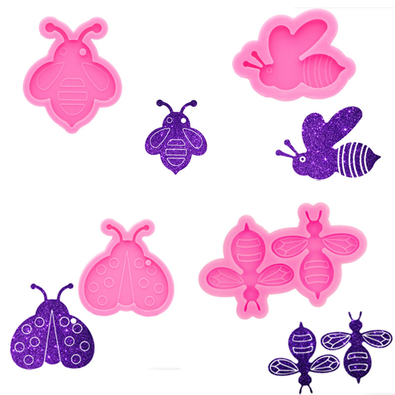 Epoxy resin craft bee keychain silicone mold ladybug mold polymer clay DIY jewelry making