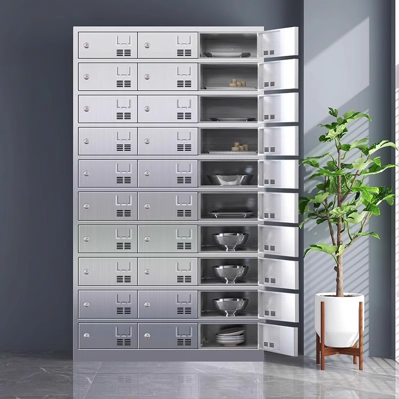 armario de acero inoxidable personal de la escuela comedor armario de platos de comedor multipuertas comedor cajas de comedor cuencos palillos armario de cubiertos armario de vestuario