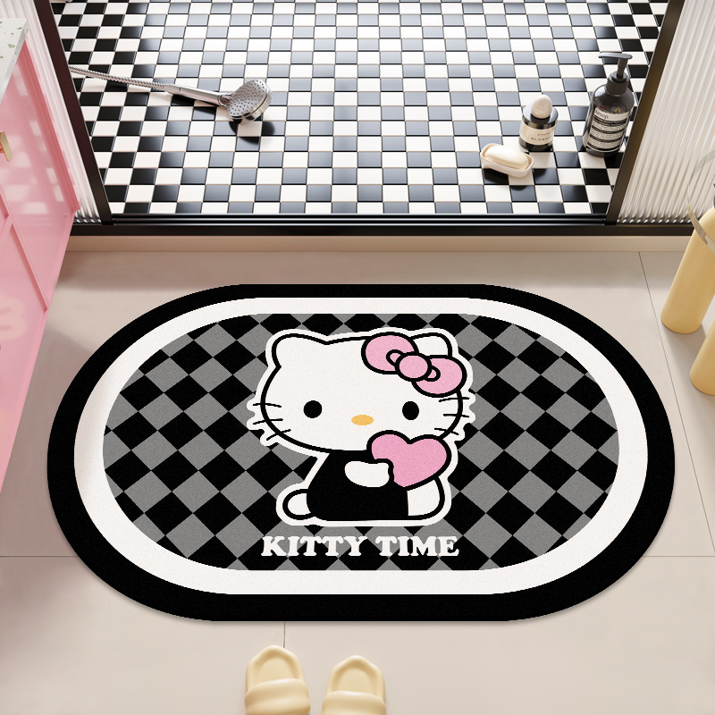 可爱HelloKitty硅藻泥吸水地垫家用卫生间洗漱台防滑易打理门垫|undefined
