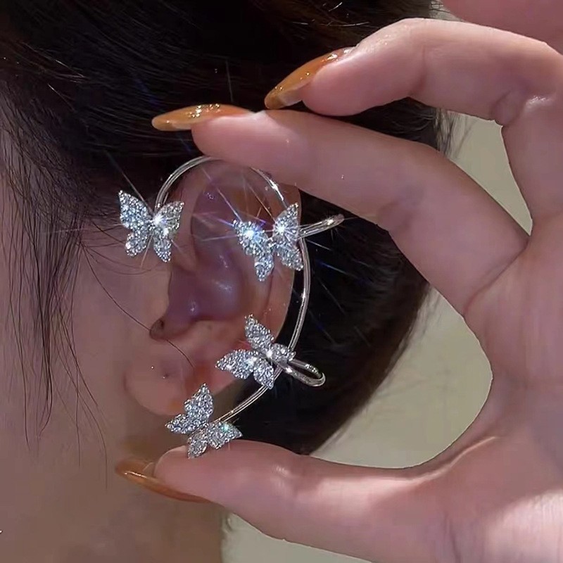 1 Pièce Style Simple Papillon Placage Alliage Strass Clips D'oreille display picture 1