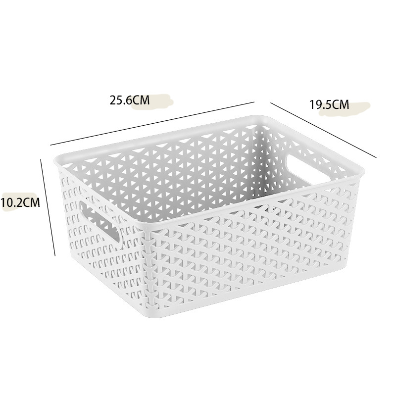 Cesta organizadora de plástico tejido hueco, estilo minimalista, ideal para almacenamiento de cocina y hogar, caja práctica multiusos