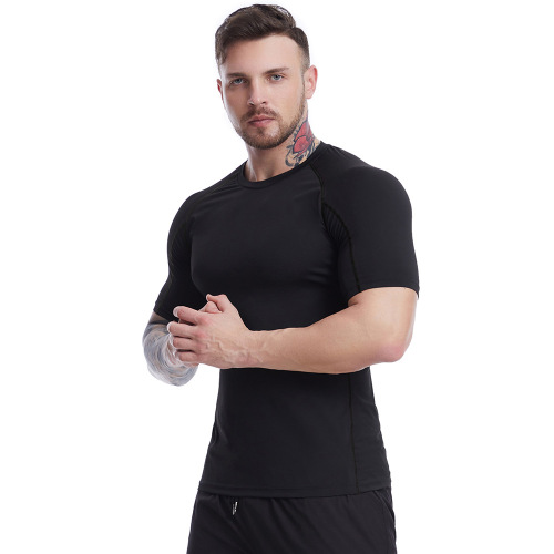 Cross-border sports rapid-drying T-shirt for men high elasticity heavy sweating PRO tight-fitting basketball training sports fitness clothing summer