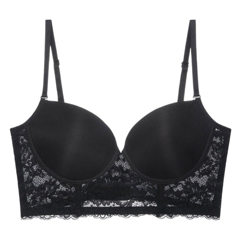 Sujetador trasero hermoso en forma de U, encaje francés ultrafino, senos pequeños sexy, cómodo, ropa interior bordada hueca, sujetador de tirantes