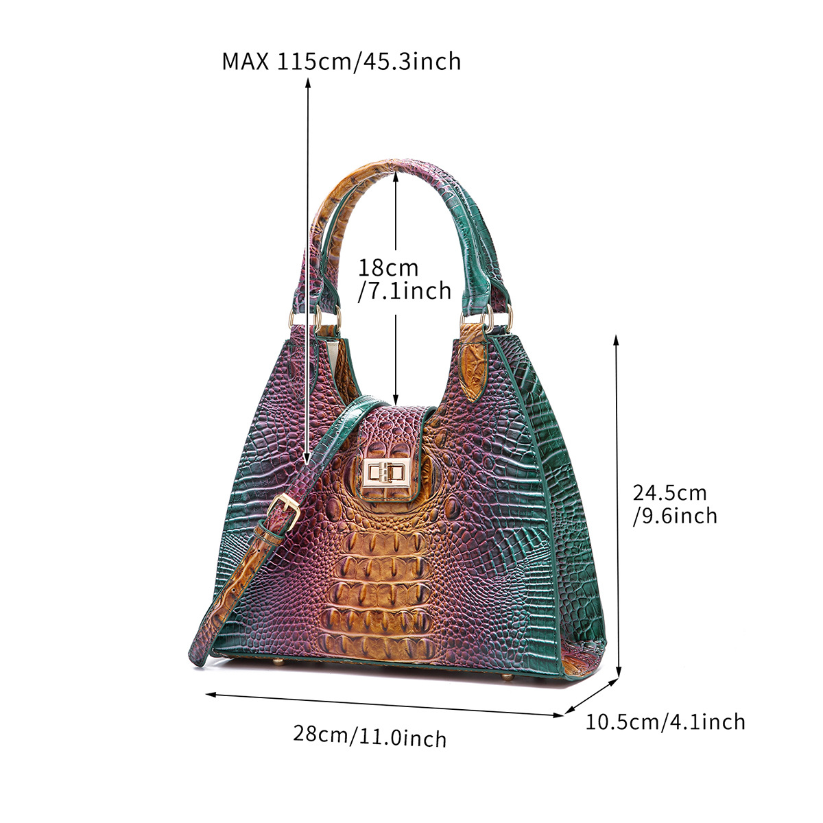 Women's Crossbody Bag Crocodile Pattern Fashionable Shoulder Bag_voghion.com