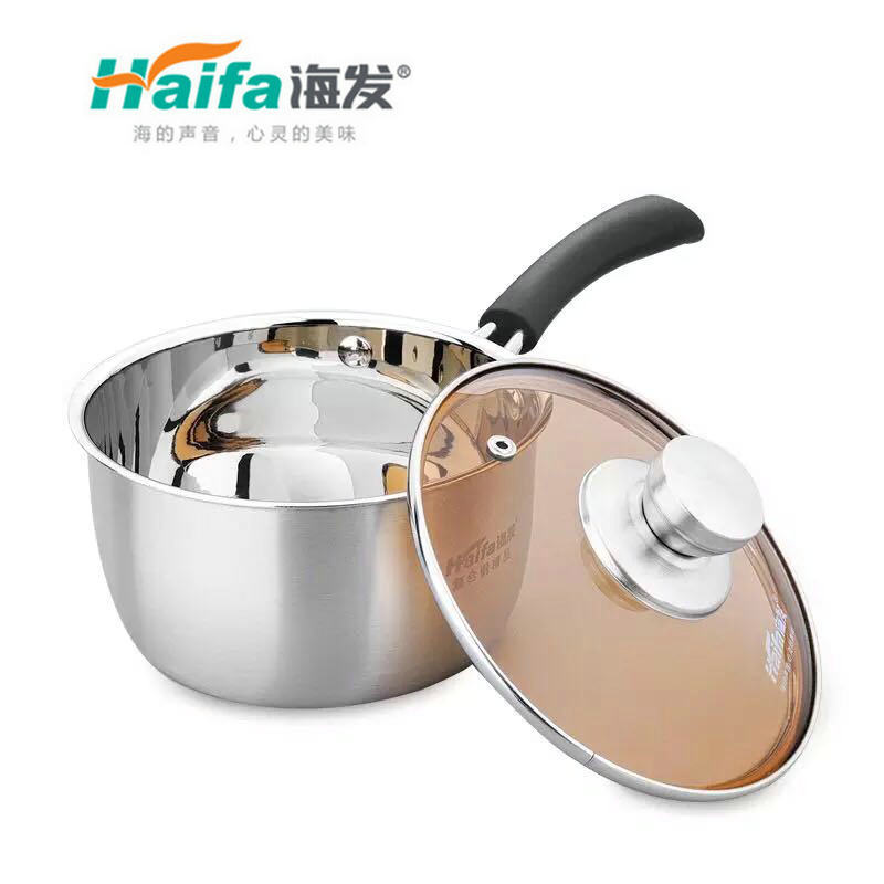 Haifa Yue banquete compuesto de acero sola manija olla de leche engrosada olla de sopa de acero inoxidable olla de sopa olla de suplemento de comida para bebés olla de leche caliente olla de leche pequeña