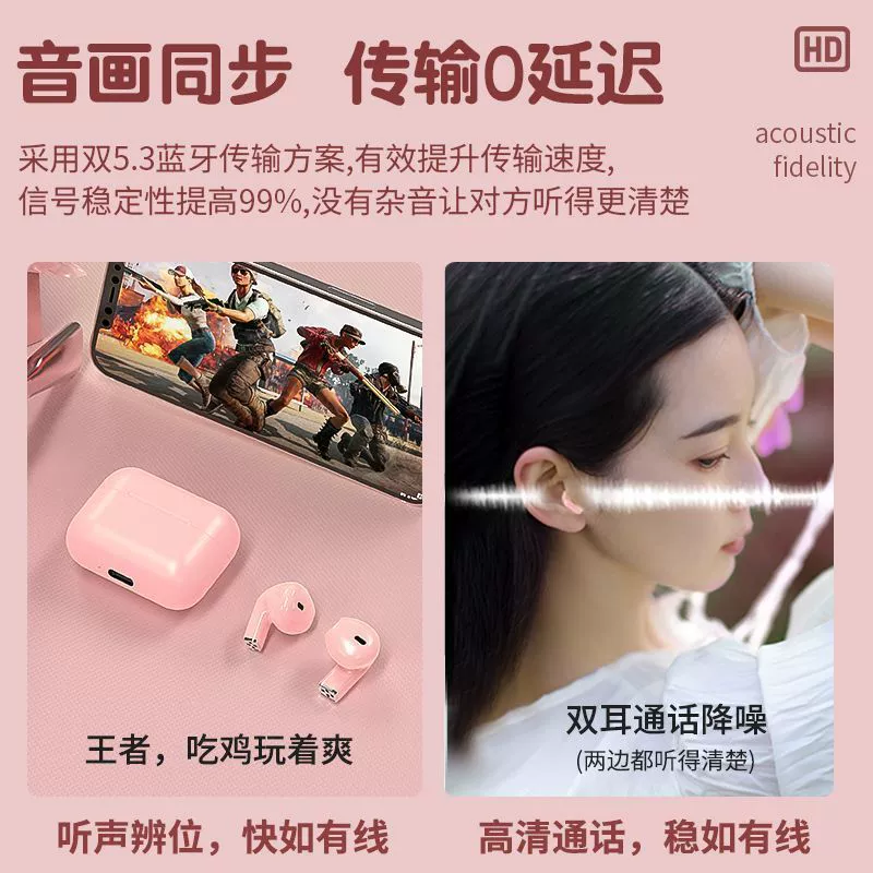 Новый Pro беспроводной Bluetooth наушник для женщин, привлекательный, милый, мини TWS, шумоподавление, высокое качество, длительный срок службы