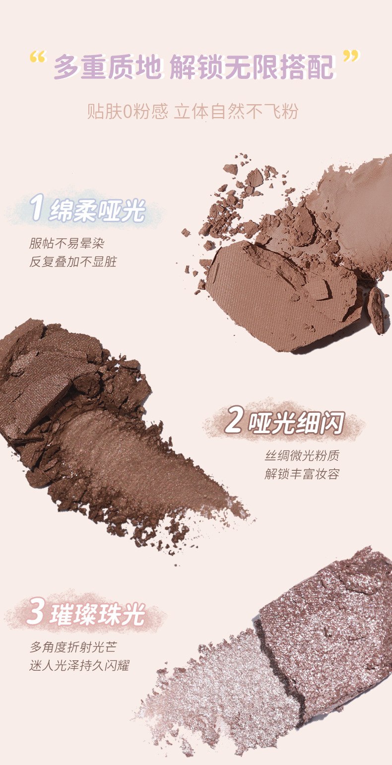 NOVO Starry Sky Wild Six-color Eyeshadow low-saturation pearlescent Fine Shimmering matte Blush Contour Eyeshadow all-in-one Set undefined