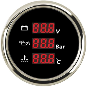 52mm Rəqəmsal Üçü-birində Multifunksional Cihaz: Yağ Səviyyəsi, Su Temperaturu, Yağ Təzyiqi, Gərginlik, Çirkab və Təmiz Su üçün. Modifikasiya edilmiş Avtomobil və Qayıqlar üçün.