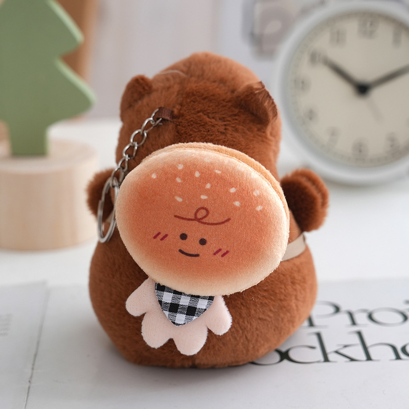カピバラぬいぐるみハンバーガークッキーカピバラ人形キーホルダーバックパックペンダントぬいぐるみペンダント卸売|undefined