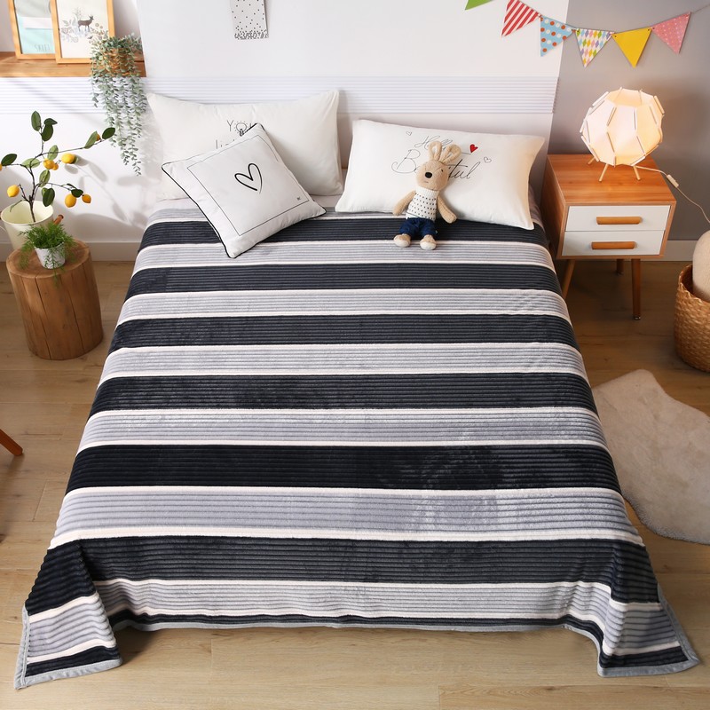 new pattern stripe Blanket Coral blanket student dormitory Single Carpet Double enlarge Unstamped Blanket Blanket