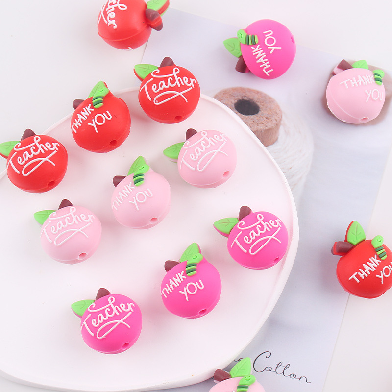 Productos creativos para bebés DIY dibujos animados de doble cara manzana joyas de silicona pezón de bebé anti-caída cadena accesorios de goma de diente