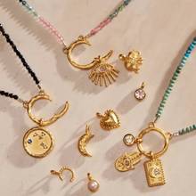 独立站DIY迷你大象莲花爱心日月吊坠项链钛钢炉内真空电镀18K金保