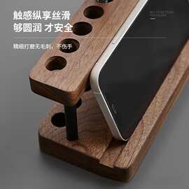 复古木质笔筒桌面文具收纳笔座手机支架眉笔架展示架饰唇膏架铅笔