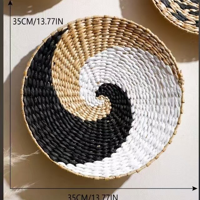 Amazon nuevo tejido de paja artesanal pared bohemia combinación de pared casa vivienda decoración de pared en stock