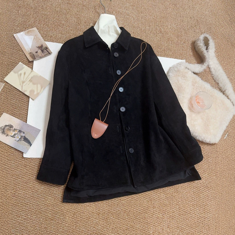 European Style Genuine Leather Jacket for Women, Top Layer Goatskin, Vintage Shirt, Loose Casual Mid-Length Coat, 2026 Autumn New Model