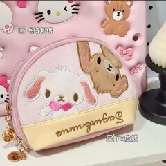 高颜值日系三丽鸥焦糖兔贝壳收纳包便携化妆包包可爱粉色甜美少女