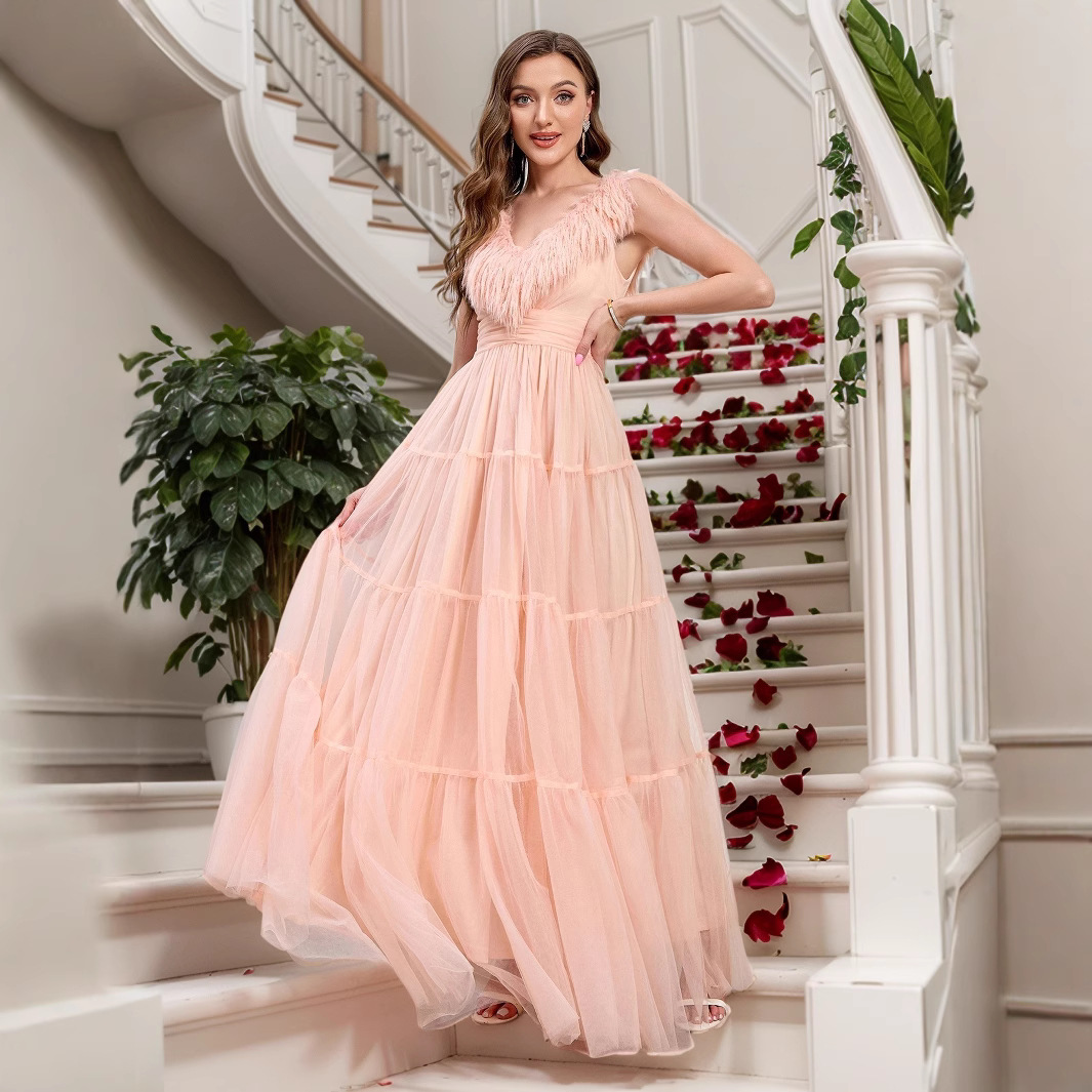 European and American Foreign trade new dress cross-border Women's off-the-shoulder slim-fit banquet wedding bridesmaid dress