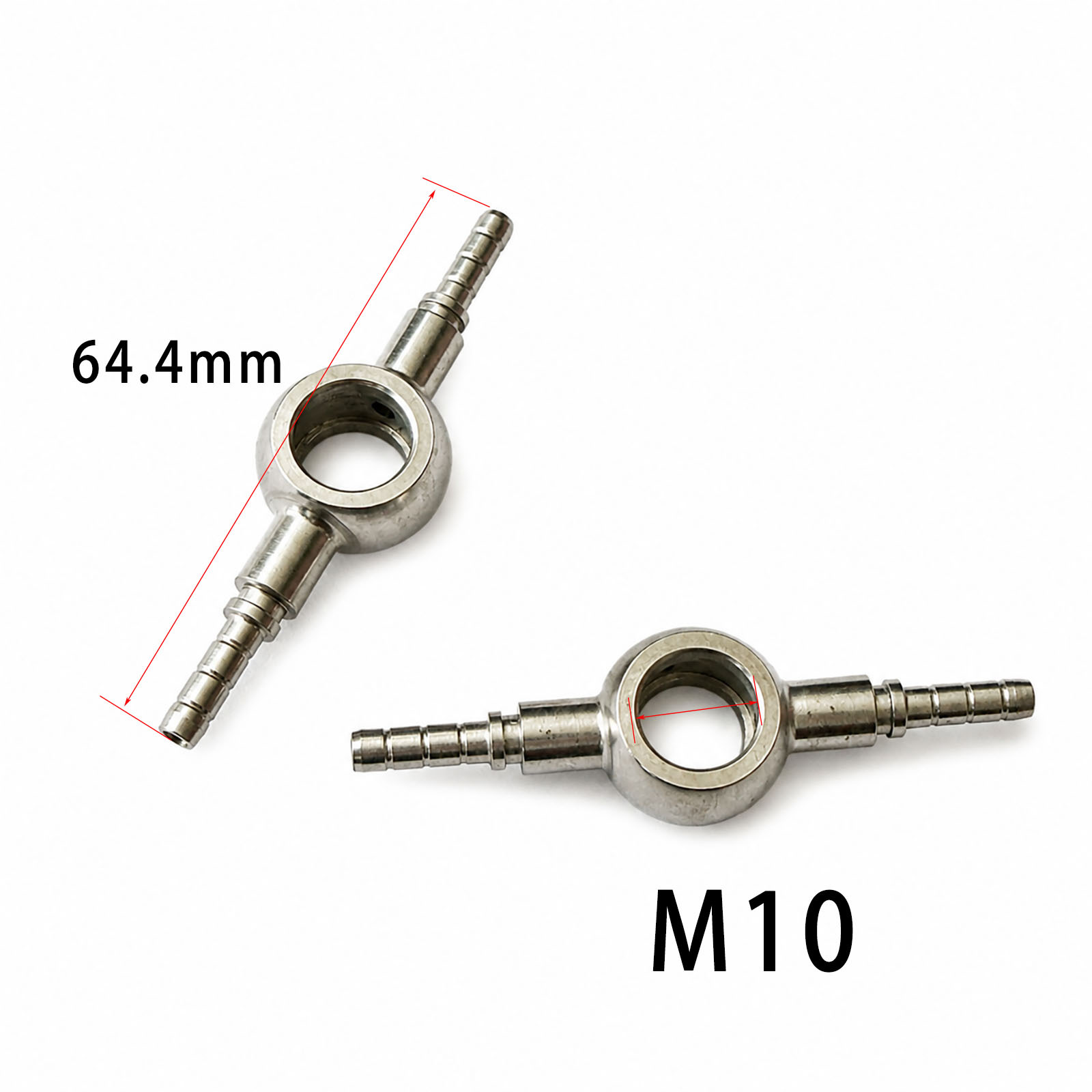 M10 stainless steel double banjo fitting with ball head, hollow screw joint, return oil pipe, banjo oil pipe accessories