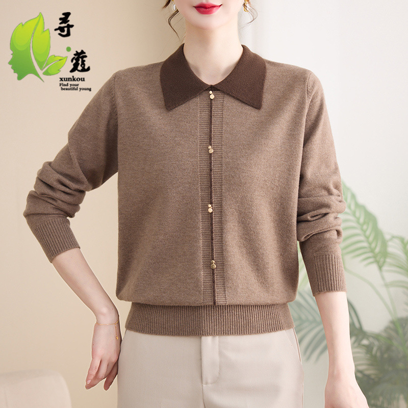 Mom's Top Knitwear Women's High Elasticity 40 and 50 Years Old Middle-Aged and Elderly Knitwear Fashionable Women's Clothing Spring Style