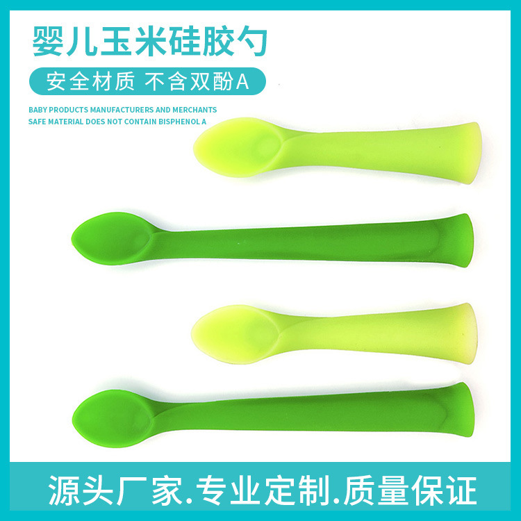 Baby Silicone Spoon Training Spoon Baby Feeding Soft Head Spoon Full Silicone Spoon Corn Shape Silicone Spoon