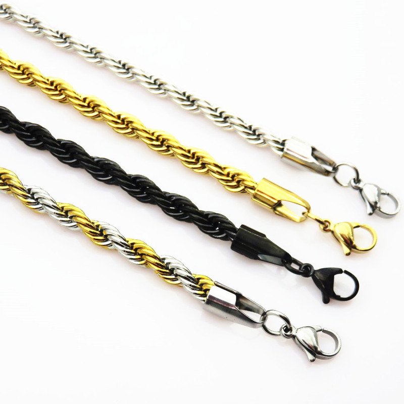 Spot Gold Black Two-Color Stainless Steel Twist Chain Necklace Titanium Steel Men's Chain Export Jewelry Supply
