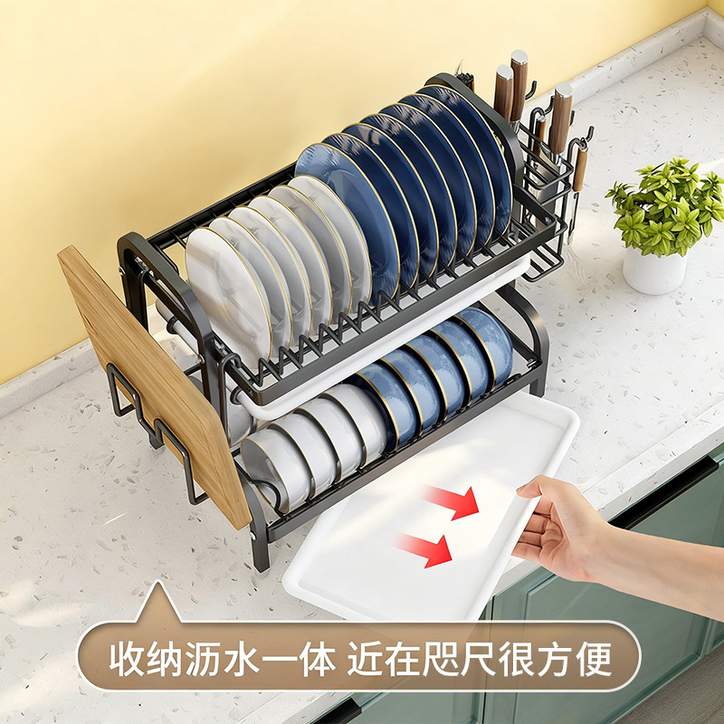 Estante de cocina, estante de almacenamiento de platos, estante de drenaje, estante de platos multifuncional para el hogar, estante de platos y palillos, caja de almacenamiento, armario