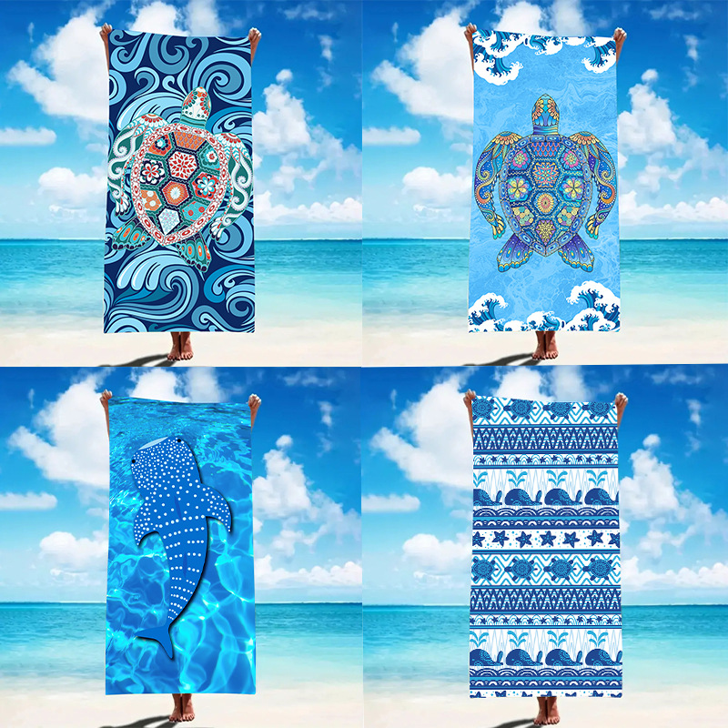 Cross-border microfiber beach towel custom digital printing adult bath towel seaside holiday absorbent beach towel