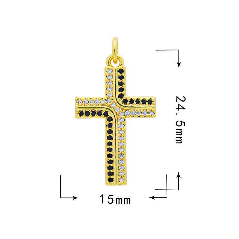 6g Weight Pendant Jewelry Making Type 25*17mm Jewelry Making Size Zircon Inlay Material DIY Jewelry Accessories Classification 1 Piece Quantity Copper Material Cross Pattern Plating Design Simple Style Style 1 Piece 25*17mm Copper Zircon Cross Pendant 3