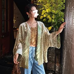 2025秋季新款国风刺绣上衣女装佩斯利纹台版印花丝绒外套 N9053
