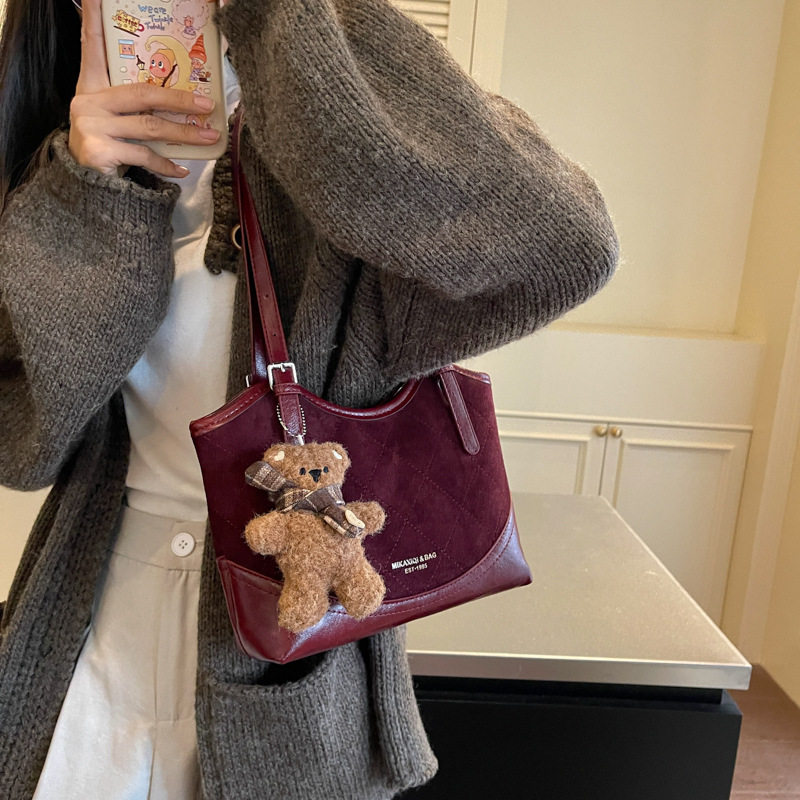 Túi tote nữ cỡ lớn dáng shopping, đeo vai và kẹp nách, chất liệu PU mềm, phong cách hiện đại — Màu cà phê Không có mặt dây chuyền, Màu nâu không có mặt dây chuyền, Rượu đỏ không có mặt dây chuyền, Đen không có mặt dây chuyền chi tiết 19