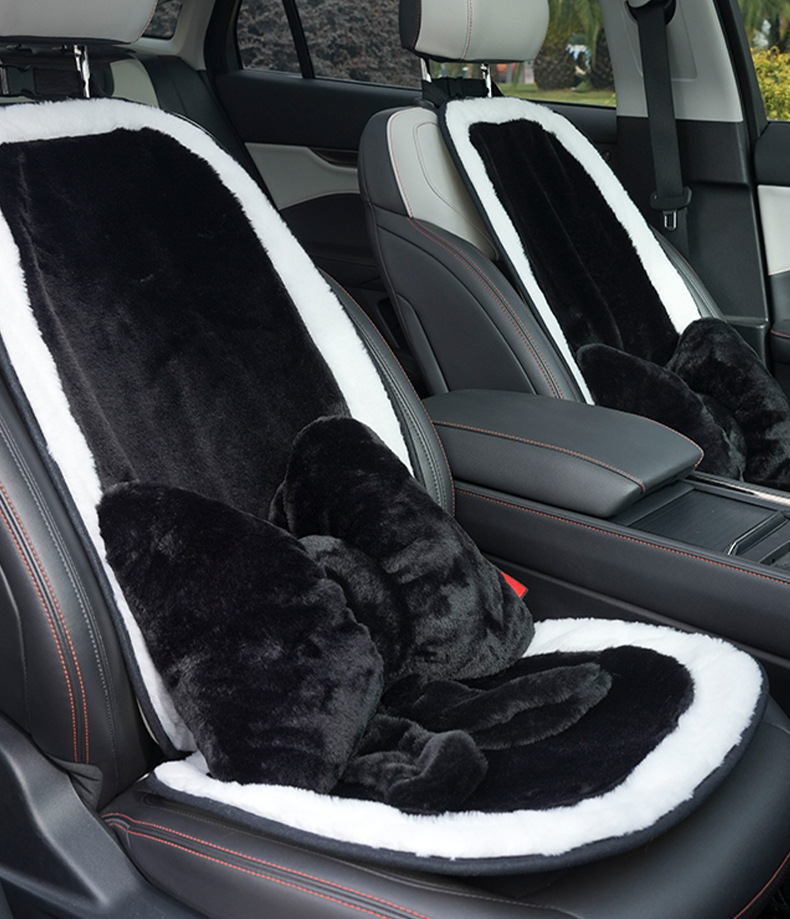 Blue Rain Plush Car Headrest Lumbar Support Bowknot Car Neck Pillow Cushion Simple Comfortable Soft Car Cushion